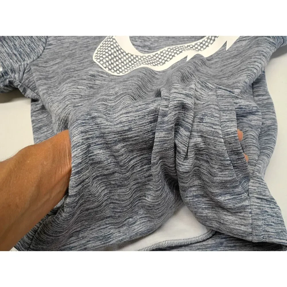 Nike Dri-fit Pullover Hoodie Youth Kids Sz M Front Pocket Fleece Lined Blue/Grey
